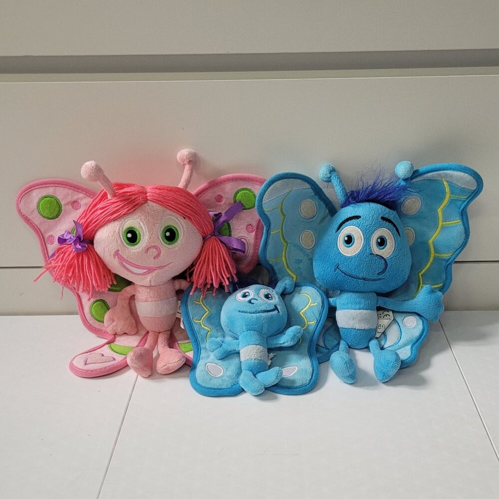 💕BFly Blue & Pink Butterfly Stuffie 10 & 6 Mini Tall Stuffied Toy Three Toy Set